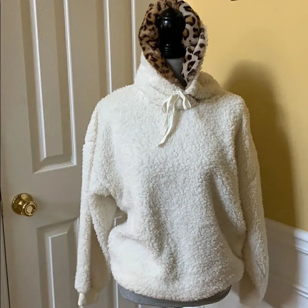 Faux Shearling Pullover Hoodie 